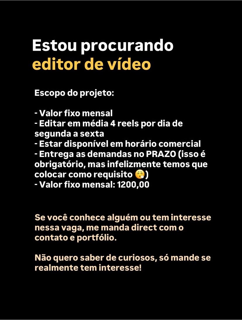larimendesc's tweet photo. abri o story hoje e me deparei com isso… 80 vídeos por mês, R$15,00 por vídeo? quando foi que o mercado normalizou isso? 15 reais não paga um sanduíche hoje em dia https://t.co/EUWXxqMduR