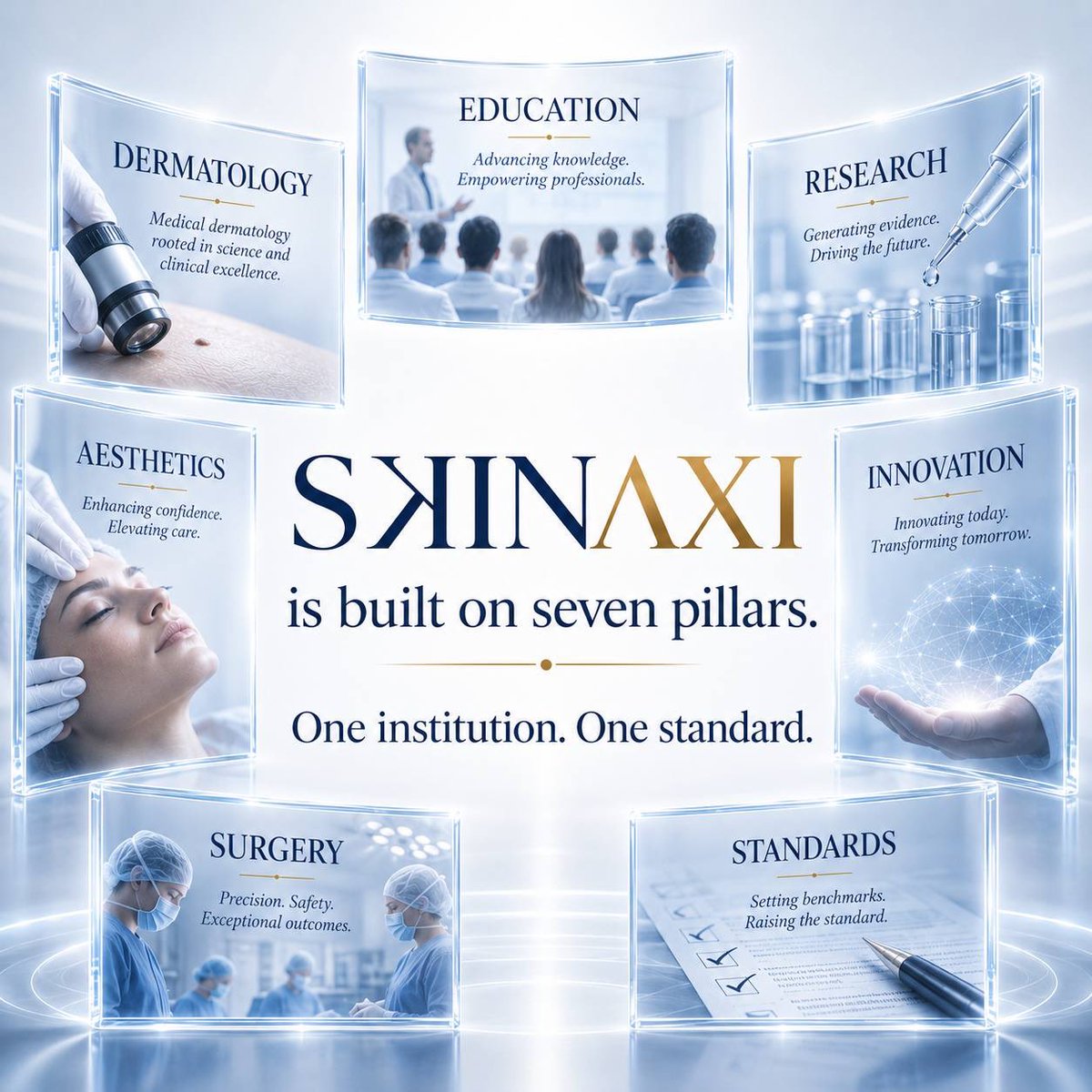 SKINAXI's tweet photo. SKINAXI is built on seven pillars: Dermatology · Aesthetics · Surgery · Education · Research · Innovation · Standards. One institution. One standard.

#SKINAXI #HealthcareLeadership #AestheticMedicine https://t.co/3UeckHyjiY