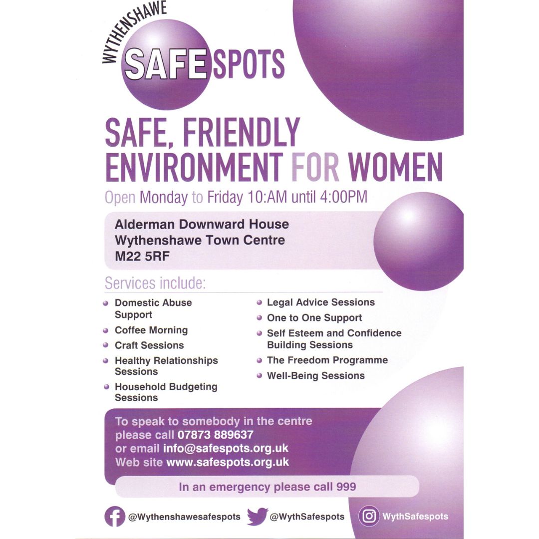 Southsidemag's tweet photo. @Wythenshawesafespots is Here for You Are you looking for a #safe, #friendly, supportive #environment, who is dedicated to helping #Women in the area. Services related to: #domestic matters #abuse #relationships Building #self #esteem You are not alone. Reach out today! https://t.co/3ywq8fqm0J