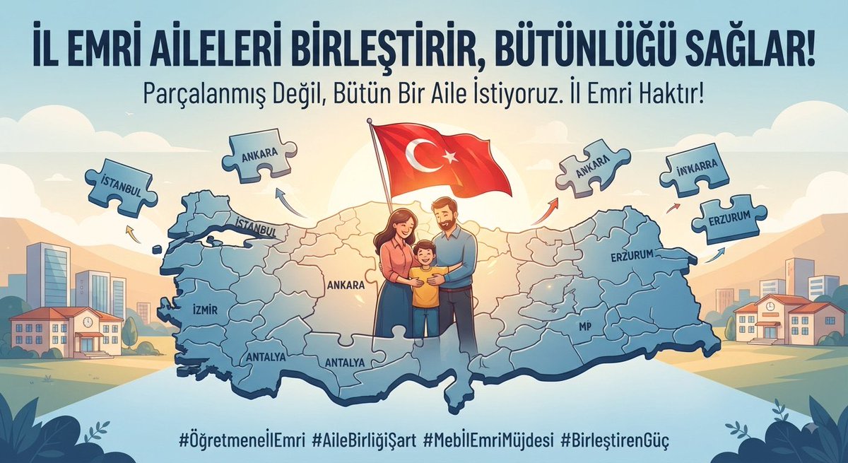 senem167's tweet photo. Sayın Cumhurbaşkanım @RTErdogan Sayın Bakanım @Yusuf__Tekin, aile olmak aynı şehirde, aynı sofrada, aynı yuvada birlikte olabilmektir. Öğretmen ailelerinin bu hasretine son verecek il emri müjdesini umutla bekliyor🏡 #UmudumuzilEmri
#SendikalarilEmrineSessiz https://t.co/TZG6sUWSLT
