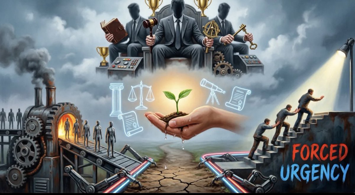 AnsonAnchor's tweet photo. #AI #FutureOfWork #AIethics #ResponsibleAI #SystemThinking

Most systems being built right now are aimed at one of two things:
Replace humans completely
or force them to “level up” or get left behind.

Both are wrong.
Real progress isn’t forced.
It has to be chosen and nurtured.
The problem is the current system has almost zero architecture for that.
It rewards speed, scale, and extraction.
Not the slow work of helping people actually grow stronger.

Western civilization built real tools for nurturing — universities, rule of law, science, individual rights.
But those tools are still mostly held by people who climbed through competition and a hunger for control.
The capacity exists.

The will to use it as stewardship instead of dominance does not.
That’s the real gap.

Potential without purpose isn’t progress — it’s just more efficient drifting, from building the best future possible.