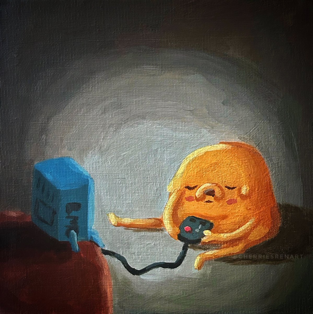 cherriesren's tweet photo. falling asleep from playing all night https://t.co/OadARVJh7X