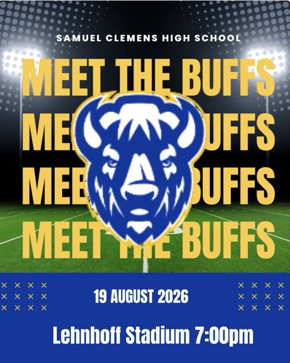 SCHSPG's tweet photo. 🐃💙💛 Meet the Buffs! 🎉 Join us at 7PM on 8/19 at Lehnhoff Stadium to celebrate our seniors &amp; show your Buffalo pride! 🎓🔥 https://t.co/IA0Bma44DO