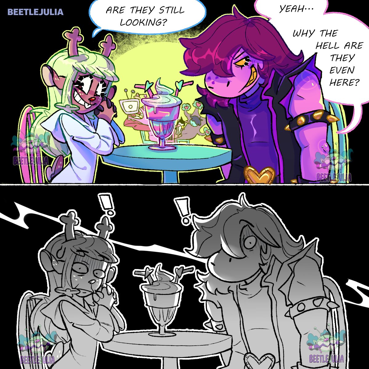BeejTheClown's tweet photo. Suselle date✨️
Tenna organised it and then got nervous 😔
#deltarune #noelleholiday #susiedeltarune #kris #tenna #tobyfox #spamton #suselle #spamtenna #queendeltarune #lancer https://t.co/y7RAjL2sSE