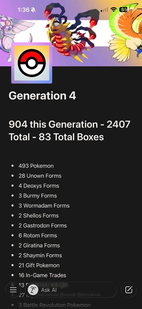 MicahTheBrave's tweet photo. i never shared this project, and i regret it now, because it's essentially useless in 6 months, but i created this massive guide for myself in notion for a master collection of pokemon from gens 1-9 in home https://t.co/4x4Y5ggecY