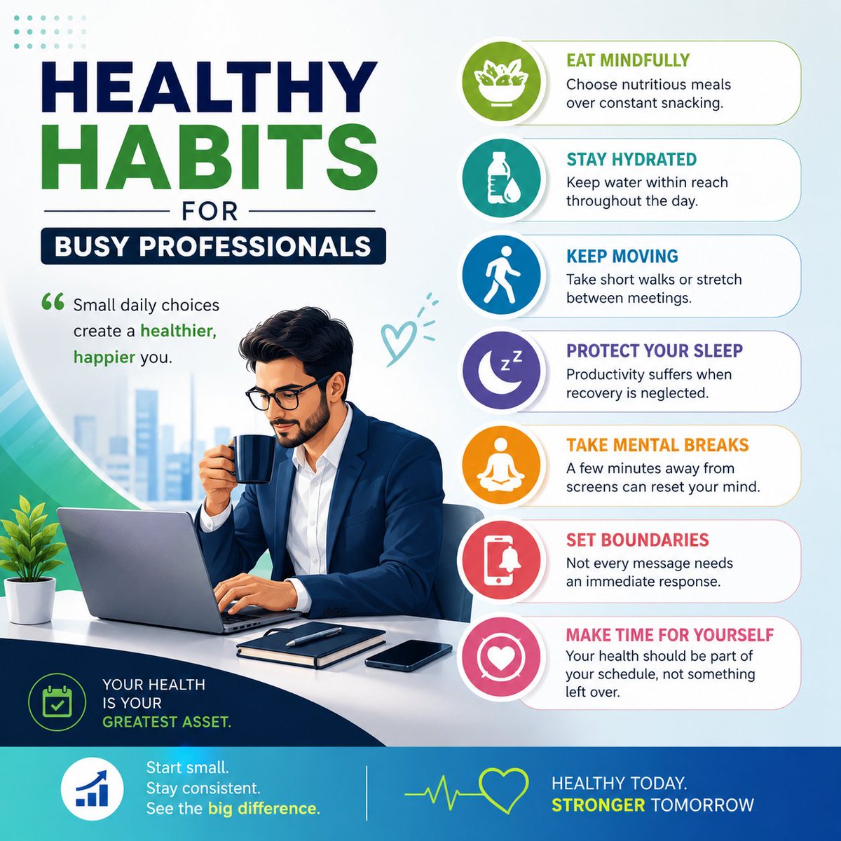 MayurPr54558684's tweet photo. Healthy habits for busy professionals 🧠💼

A busy schedule is not an excuse to ignore your health.

#HealthyHabits #WorkLifeBalance #Wellness #Productivity #HealthyLifestyle #BusyProfessionals #MentalWellbeing #SelfCare #ProfessionalLife #PersonalGrowth https://t.co/6Or1SX9ahW
