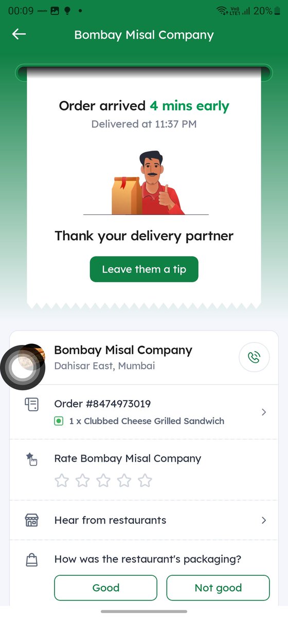 shubhamshadd's tweet photo. Found hair in the sandwich ordered for my son from Bombay Misal Company (Dahisar East)! Clear photos shared, but @zomato @zomatocare support just closed the chat refusing to help. Pathetic service &amp; zero hygiene accountability! 🤮
​Order #8474973019
@deepigoyal @fssaiindia https://t.co/VrwBXmzKog