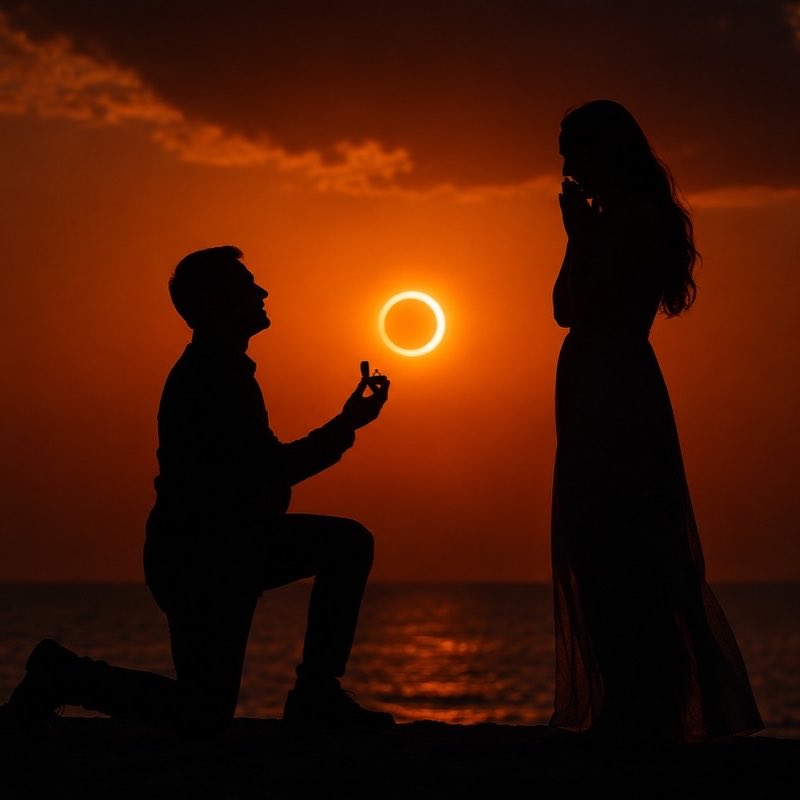 Complex's tweet photo. A man surprised his girlfriend with a proposal during the solar eclipse.

[📸: @olivertakac ] https://t.co/xMRaZUfcVu