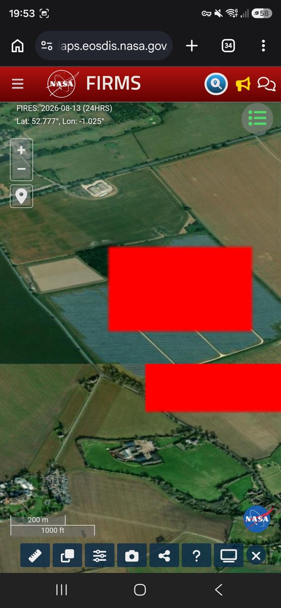 unitedliam20's tweet photo. Its that hot in the uk that the Solar panels are showing as fires on @nasa FIRMS. https://t.co/pzzi5PCUC9