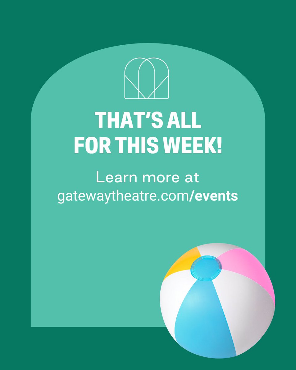 GatewayThtr's tweet photo. 🗓 This Week at Gateway Theatre | August 16 - 22, 2026

Reminders for this week at Gateway! 📣
✏ Admin office closed at 12:30pm

For future events and more, visit https://t.co/dad824otKy (link in bio). 🔗

#AStageforChange #ThisWeekatGT https://t.co/ot93hM5Czx