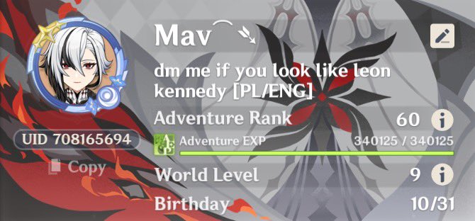 billlov3r's tweet photo. if some of my moots play on europe pls add me on genshin https://t.co/wyy5c6Ovvc