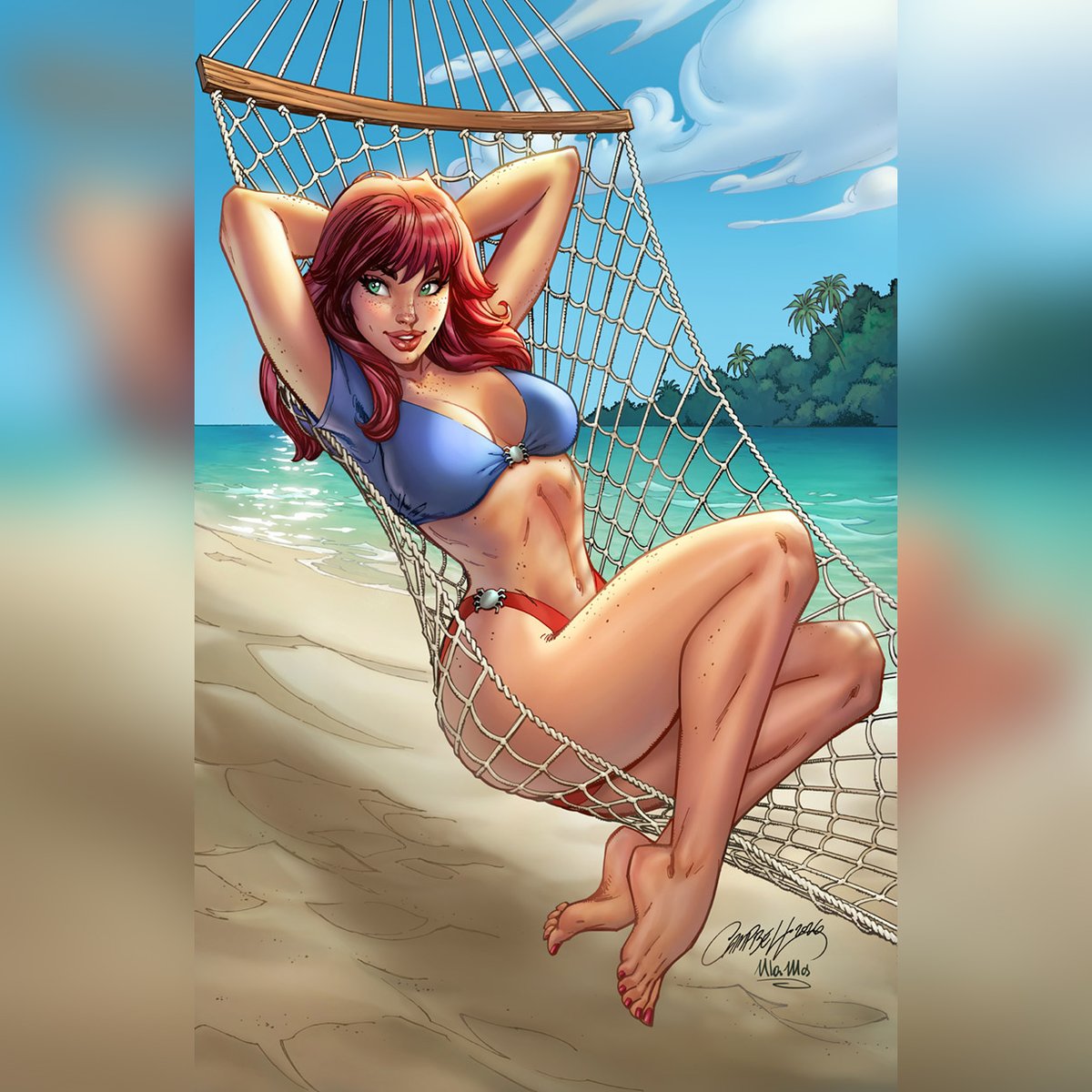 ulamosart's tweet photo. ⛱ I was super honored and excited to color these two @marvelcomics Swimsuit covers! ⛱
The first one is fans favourite Mary Jane!
Lineart by the incredible @JScottCampbell
Colors by @ulamosart
#maryjane #jscottcampbell #ulamos #comicart https://t.co/QWvohQiewW