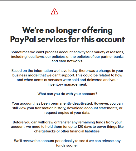 jmnationtv's tweet photo. Paypal once again proves the haters right. They just closed my account w/o a warning &amp; no reason given. customer service was replaced with AI bots so I cant reach anyone. @PayPal @AskPayPal care to explain how I could get in touch with a human after screwing over my livelihood? https://t.co/egcgqpqX2M