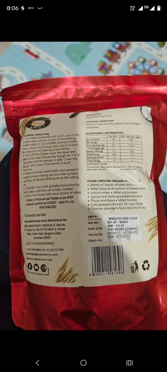 samalparthabir's tweet photo. Shame on @AmazonIndia &amp; @MilletAmma! Received a baby food packet with a scratched expiry date. This is a huge safety risk for infants. Don't compromise on quality &amp; transparency. I demand a strict investigation into this default product immediately! #AmazonIndia #CustomerSafety https://t.co/htfCD4AfzX
