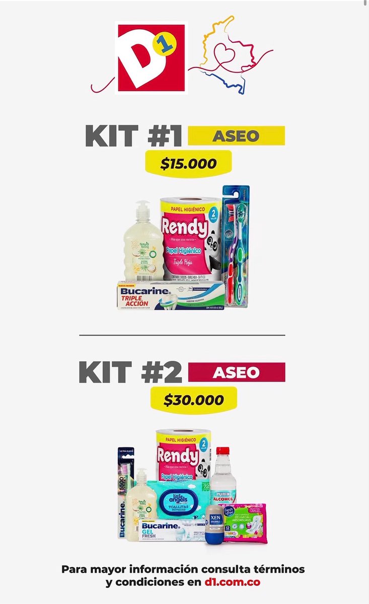 german_ricaurte's tweet photo. Por cada kit de apoyo que uno compre en D1, ellos donan otro igual: https://t.co/d1bA4pf3BD