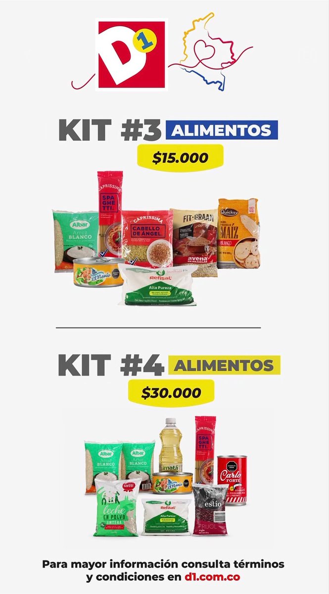 german_ricaurte's tweet photo. Por cada kit de apoyo que uno compre en D1, ellos donan otro igual: https://t.co/d1bA4pf3BD