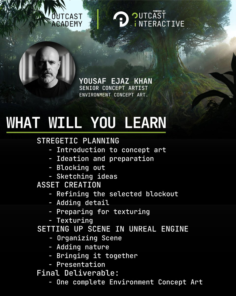 Outcastint's tweet photo. WHAT ARE YOU LEARNING NEXT?

🌿 Nanite Vegetation for Games
🎨 Advanced Texturing for VFX &amp; Animation
🏔️ Environment Concept Art

Three courses. Three paths. One goal: better art

Pick your path by clicking the link below:
https://t.co/WIJkopEwsK https://t.co/paTNRcEAE2