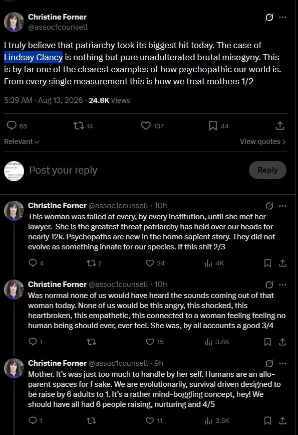 MisandryE's tweet photo. Apparently its patriarchies fault that a woman murdered her children. Not that she was evil.

OH AND ITS MISOGNY TO BELIEVE OTHERWISE.

If you ever wanted proof patriarchy never existed, this case will be it. https://t.co/CYXvgH8F7h