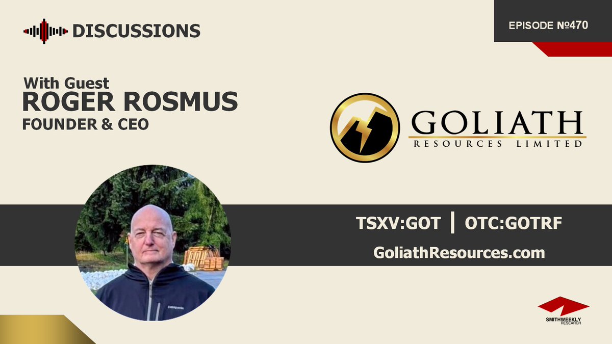 SmithWeekly's tweet photo. Mr. Roger Rosmus of British Columbia gold discovery success explorer @GoliathResource talks experience, expansion at Surebet &amp; other zones at Golddigger project area, next $GOT plans to continue expanding in excess of 4 million ounces gold, and more: https://t.co/I1p0ctumOo https://t.co/qPxFRQVGP1