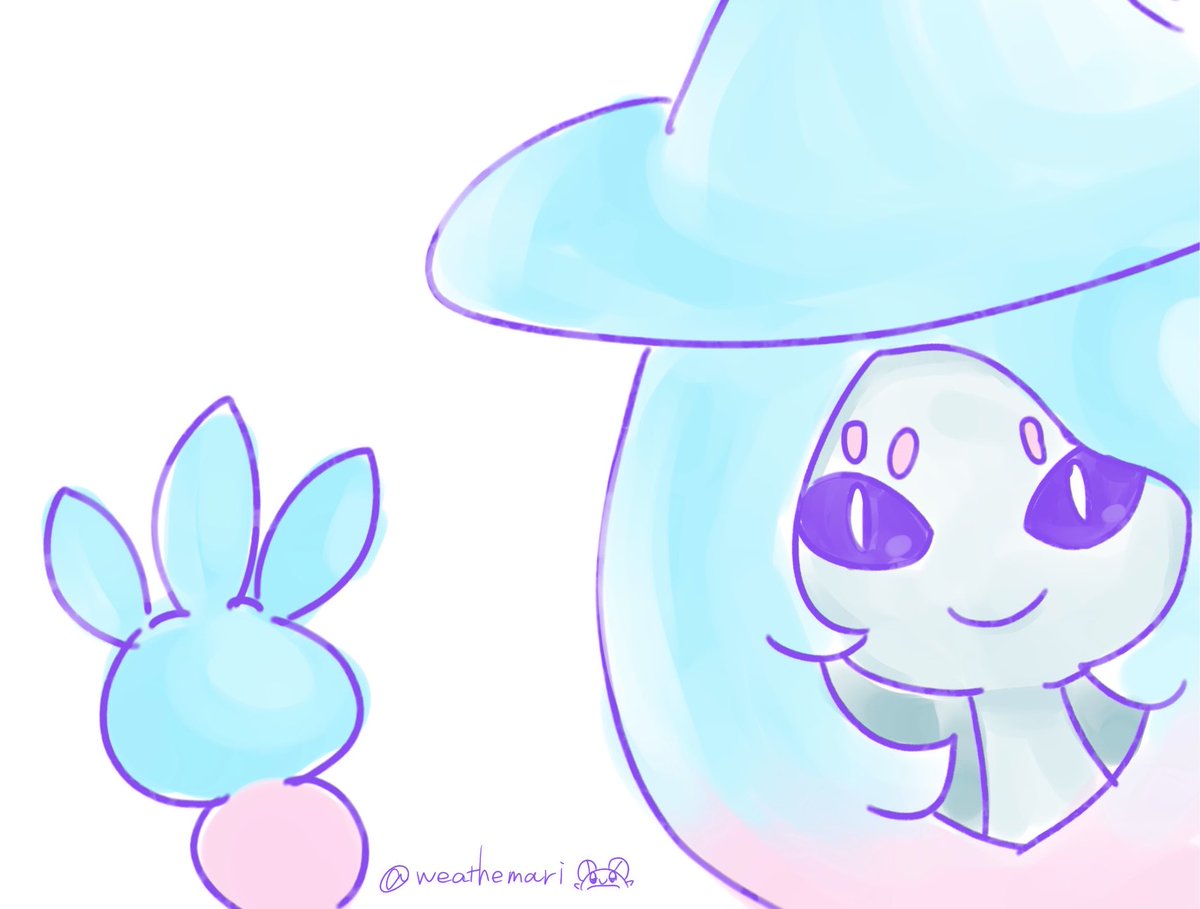 weathemari's tweet photo. #ポケモン版深夜の真剣お絵描き60分一本勝負 
#ブリムオンの日

ひょっこりパステルなブリムオンちゃん🎵
(約30分) https://t.co/QWm9te9Ed3
