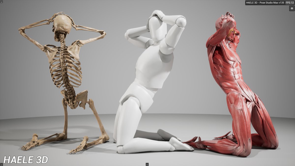 haele3d's tweet photo. Kneeling male figure anatomy pose drawing reference https://t.co/POyZmapaXg