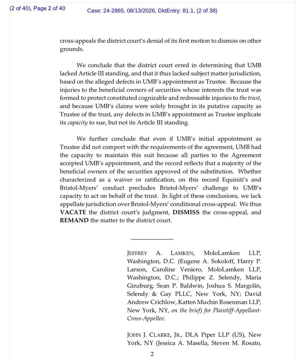 TheMightyForego's tweet photo. $BMYRT Here’s key portion of the U.S. Court of Appeals’ Order reversing in our favor.

We’ll see what comes next, but make no mistake: this is a huge loss for Bristol. At this point, there’s little substantive reason to keep delaying mediation

Time to pay the piper, Bristol. 💰 https://t.co/vurzm4Pqye