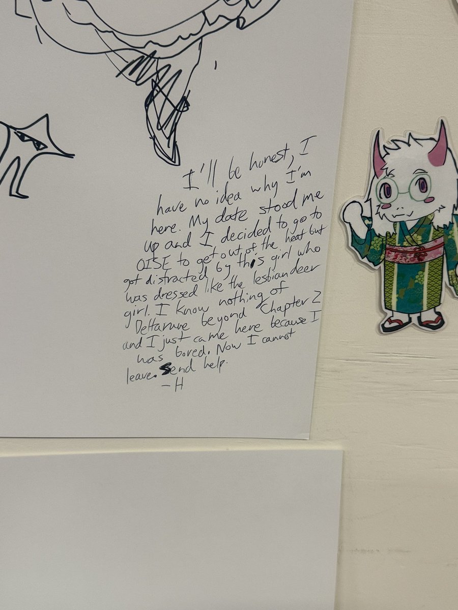 l00py00py's tweet photo. some things i drew on the art board at the deltarune cafe. also a note ❓ someone left https://t.co/GpzDKnQ40x