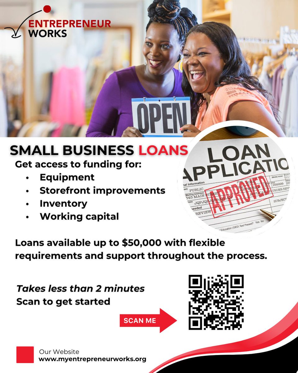 EntreprenWorks's tweet photo. Reminder: our Incentive Grant offers up to $50,000 in matching funds for Philadelphia small businesses — covering up to 50% of an approved loan. Still here, still available. 🧵 
Learn more: https://t.co/5tRgcvHkZZ https://t.co/IF3scIivYw