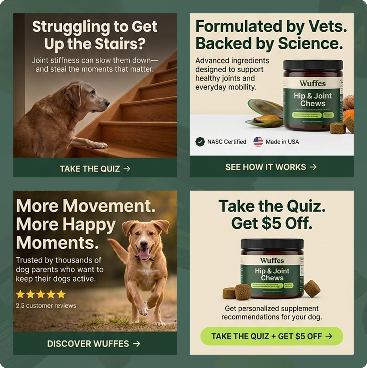 AjeigbeAbi7220's tweet photo. Here’s a #static ads campaign concept for Wuffes, designed around pain points, product trust, social proof, and a clear conversion-focused CTA.

The goal: make the message easy to understand, build confidence.

#Wuffes #Ecommerce #CRO #UIUX #Figma #Shopify #PetBrand https://t.co/YyQtjlUBzb
