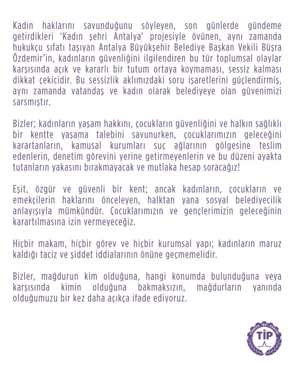 tipantalya's tweet photo. Hiçbir kız kardeşimiz yalnız değildir.
Tacizin, şiddetin, istismarın, mağdurun yalnızlaştırılmasının karşısında; adaletin, hukukun ve mağdurların yanında olmaya devam edeceğiz.
Çocuklarımızın ve gençlerimizin geleceğinin karartılmasına izin vermeyeceğiz.  

Adalet Biziz Susmayacağız!