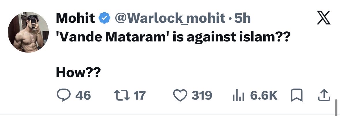Sarcaztick's tweet photo. “The core of Vande Mataram is a hymn to goddess Durga: this is so plain that there can be no debate about it. Of course, Bankim Chandra does show Durga to be inseparably united with Bengal in the end, but no Mussulman can be expected patriotically to worship the ten-handed deity as Swadesh (the motherland)” — Rabindranath Tagore