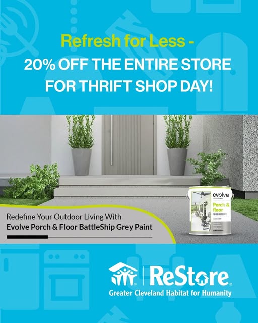 CLEHabitat's tweet photo. Get ready! Only 2 days left until our biggest sale of the year—enjoy 20% off the entire store for Thrift Shop Day! Our ReStores are open Saturday from 10 - 4.

#NationalThriftShopDay https://t.co/QzJJMkZShG