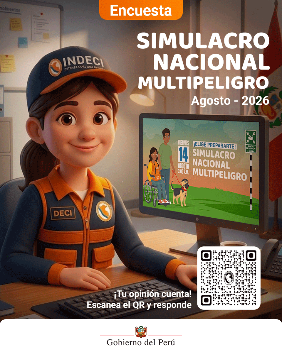 SenacePeru's tweet photo. 📝 Tu experiencia es clave para seguir fortaleciendo la preparación ante desastres. 
😁Cuéntanos cómo viviste el Simulacro Nacional Multipeligro del 14 de agosto.
👉🏼Participa de la encuesta aquí: https://t.co/XWoPCHsxHr https://t.co/tGmcInVvs9