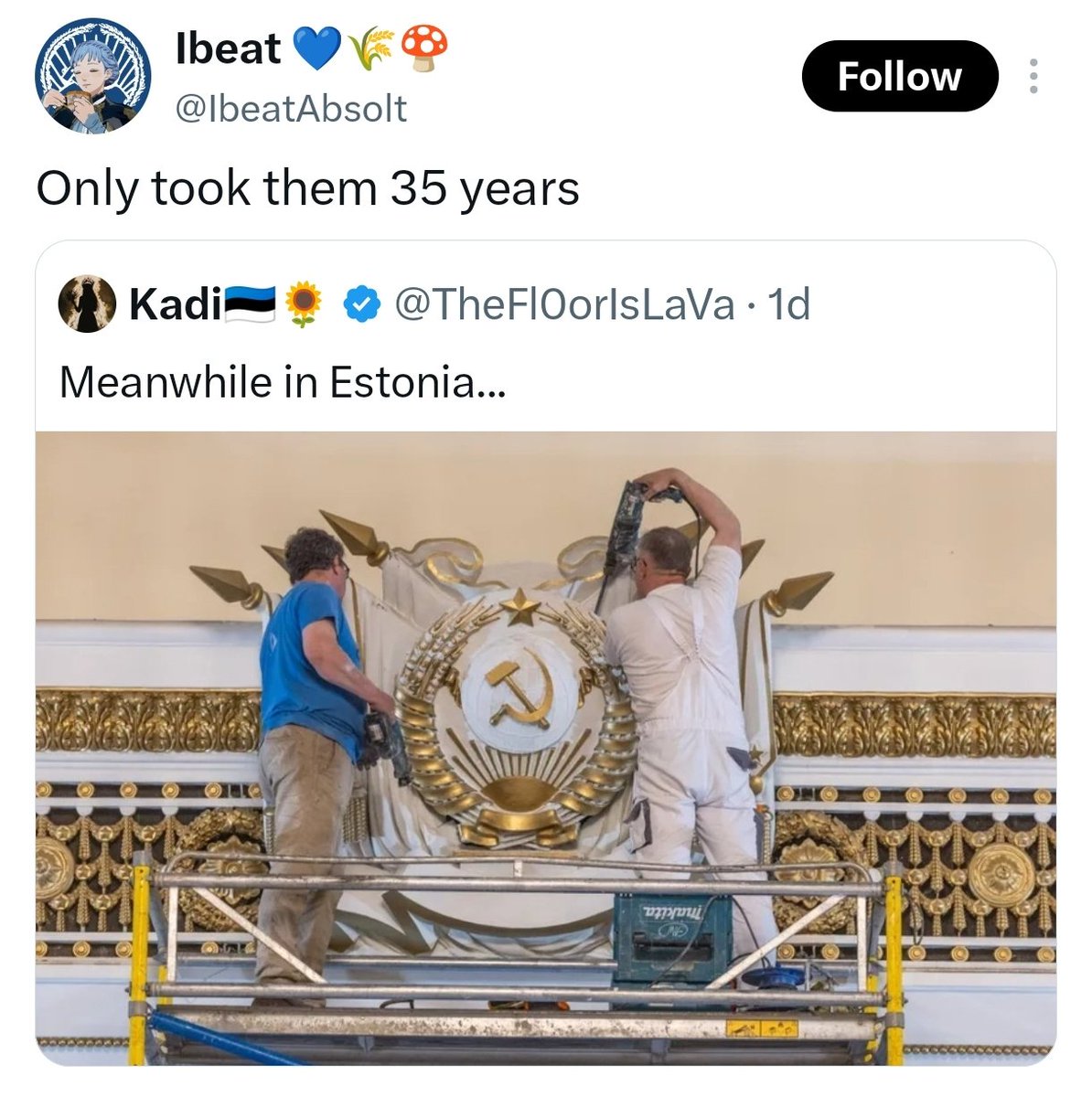 TheFl0orIsLaVa's tweet photo. We’ve been removing this shit for decades. You seriously underestimate how much of it they managed to put up in 50 years. https://t.co/sxAziaQk5z