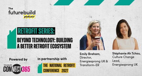 FuturebuildNow's tweet photo. Can we make retrofit work at scale? 

🎧 Ep 40 of the #Futurebuild Podcast: Martin Hurn talks with Emily Braham and Stéphanie Ah Tchou from Energiesprong UK and Transform-ER to debate how the retrofit sector can deliver at scale.  

Listen here: https://t.co/SWbYmBFLdN 

#Podcast https://t.co/f4m17vhsWC