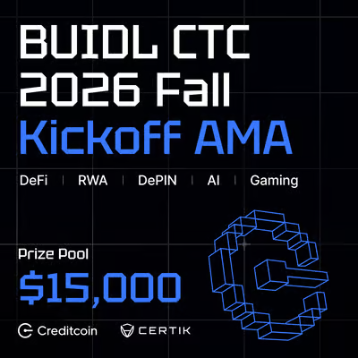 Creditcoin's tweet photo. BUIDL $CTC Fall Hackathon is officially live!

We're hosting a Kickoff AMA inside our Discord on Aug 18th.

Drop your questions in the BUIDL-ers community and we'll cover them on the call.

All the links you need are in the replies. https://t.co/ac5VI91pU2