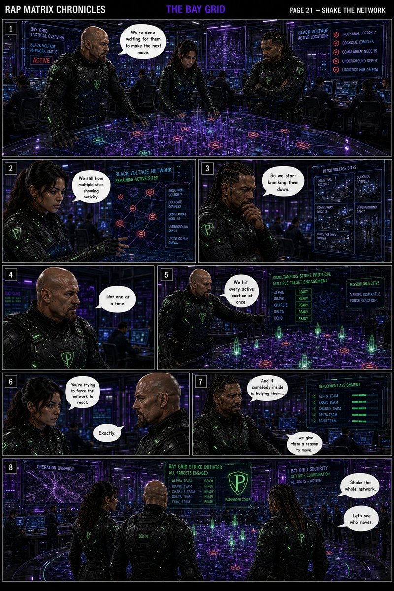 locdasmoke's tweet photo. RAP MATRIX CHRONICLES — THE BAY GRID
They know Black Voltage has people on the inside.
Now it's time to shake the network and see who moves.
The operation begins.
#RapMatrixChronicles #TheBayGrid #RapMatrix #BlackVoltage #PathfinderCorps @ToshiArte @neveils_david_c @Delerat7 @luisvillcruz