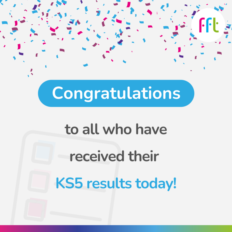 FFTEdu's tweet photo. Congratulations to everyone collecting KS5 results today! 🎉

Over 700 schools have already joined our KS5 Early Results Service to see how they compare nationally. 

🔗 Not signed up? Send by 3pm tomorrow (Fri 14th): https://t.co/O7F8matre2

#FFTAspire #EarlyResultsService #KS5 https://t.co/iMvp4yWk1A
