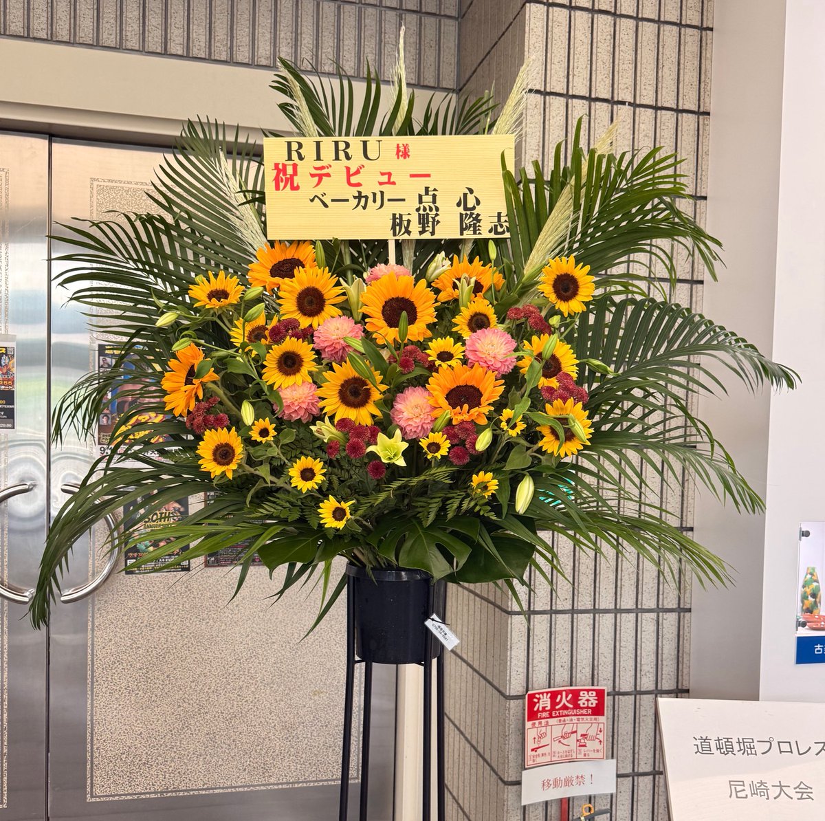 Riru__Queen's tweet photo. 私のデビュー戦を彩ってくれた素敵なスタンド花たち。
この景色、この瞬間、忘れない。

#道頓堀プロレス
#RIRU https://t.co/FkpeJoAwUh