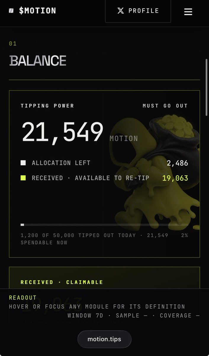 Candlequeen8875's tweet photo. Just sent my first $MOTION tip on the timeline! 🚀

Here is how easy the process is:

 1. Sign in with X
 2. Share a post about @motiontip
 3. Give it a quick moment
 4. Comment @tipmotion 1000
 5. Send your tip to a creator
Post, score, burn, then tip. Simple as that! 😎💸 
$River
