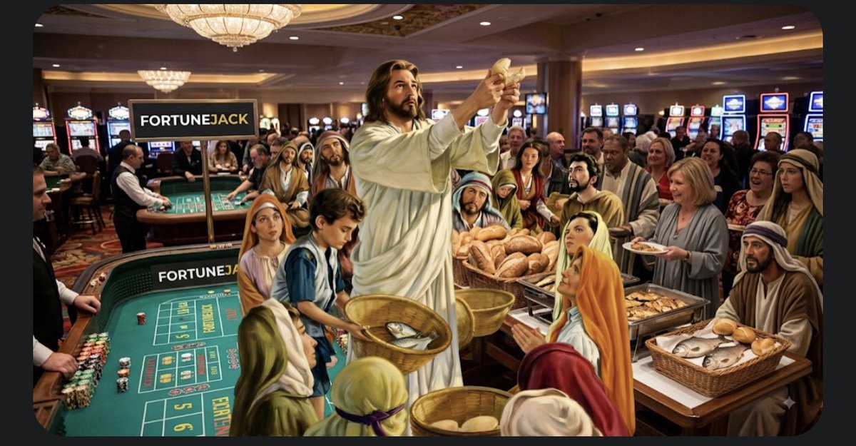ngenockip's tweet photo. @fortunejackcom Jesus using fortunejack on 5000 odds  to feed  5k people with bread and two fish 😃 
Username: Grosshaven https://t.co/o0mUkZT47c