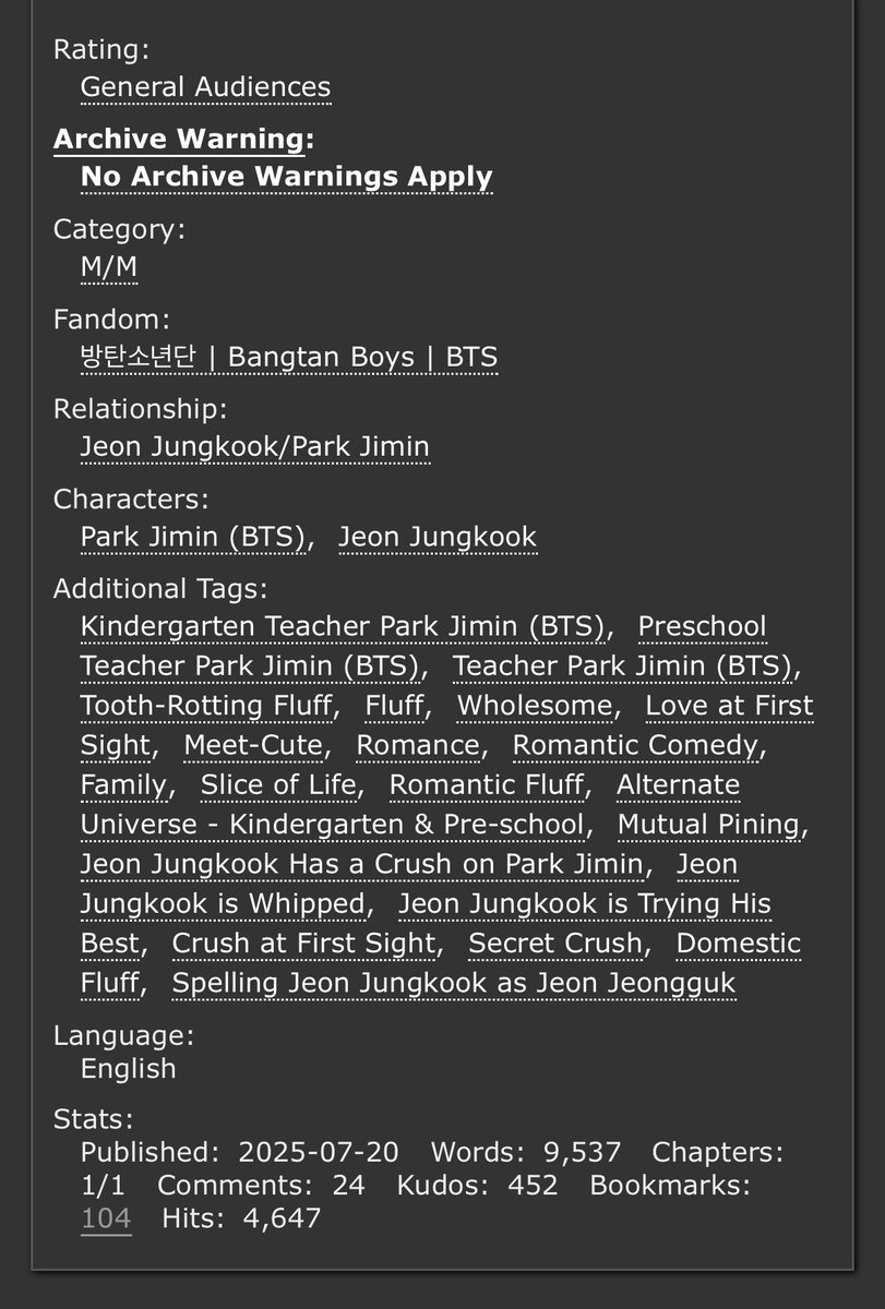 poetryofmin's tweet photo. coffee and strawberry milk by recarmdra
GA, 9k

kindergarten teacher jimin meets jungkook, his student’s uncle who dresses like a rockstar and has a heart of gold. just a story about that soft feeling of having a crush, the perfect amount of sweet :))
🔗 https://t.co/LSjES6EvNj https://t.co/GwHMe31QnM