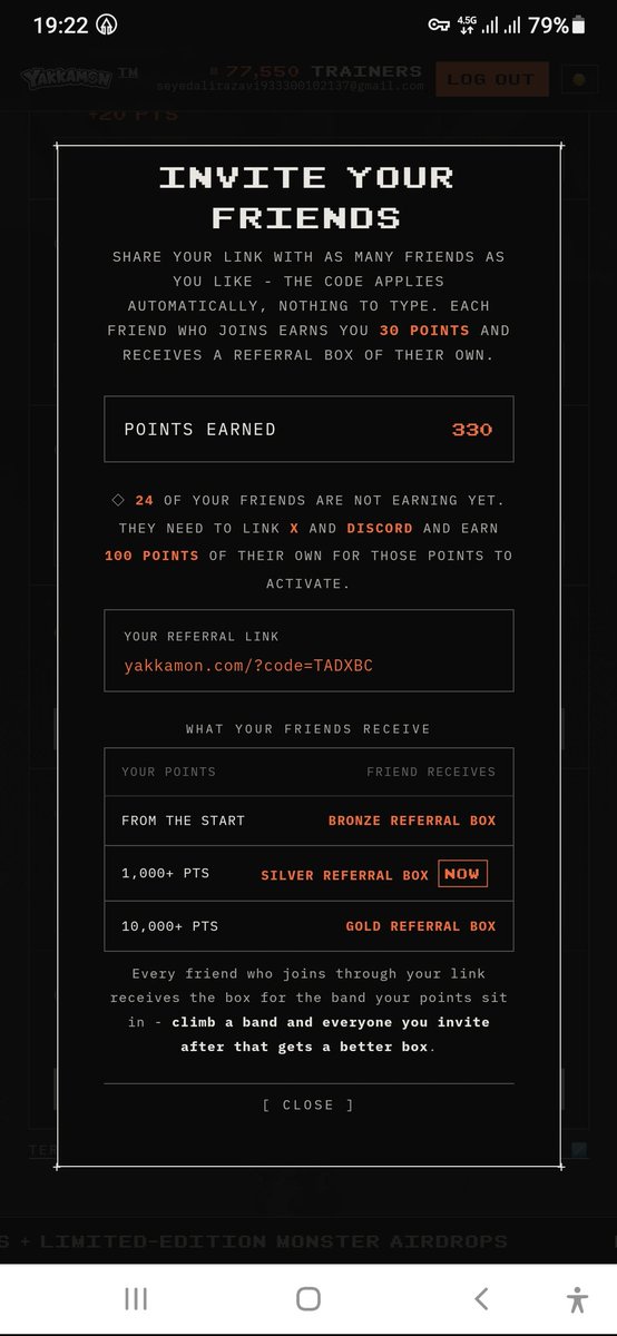 MutantMarsh1's tweet photo. #400 on Yakkamon 🦖 3,800+ points. Legendary tier. 🔥
I’m not spending more $FLOWER. I’m grinding daily tasks + referrals.
30 points for every verified referral.
If you want to get in early, join me 👇
🔗 https://t.co/AOoHymSdO5
#Yakkamon #Ronin #FLOWER #Web3Gaming https://t.co/3CwesCelXM