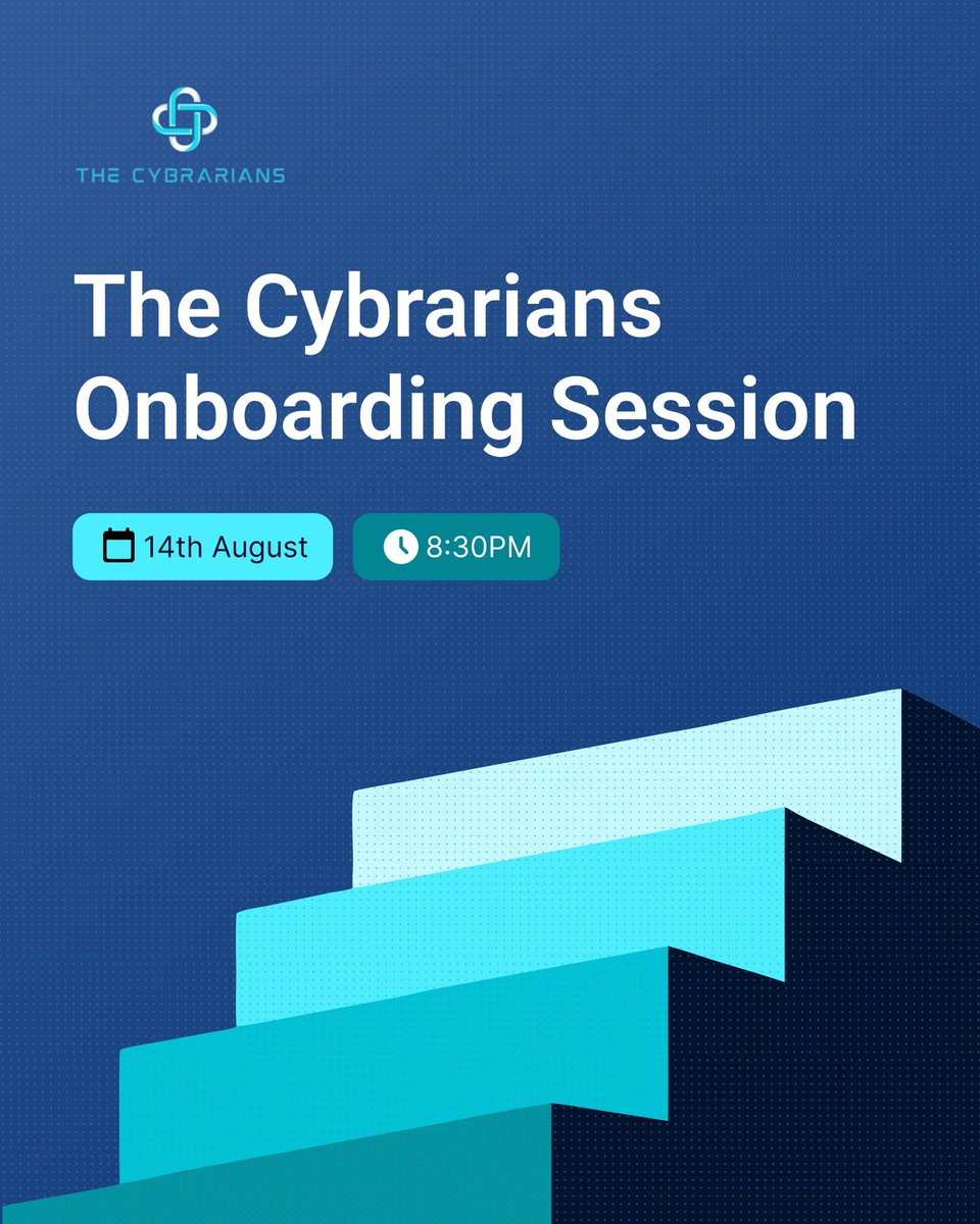 THE_CYBRARIANS's tweet photo. Tomorrow, we officially welcome a new set of Cybrarians.

Join us for the Cybrarians Onboarding Session as we introduce our community, our vision, what we’re building, and how you can get involved.

📅 14th August
⏰ 8:30 PM

Welcome to The Cybrarians. https://t.co/eWBqvmrntJ
