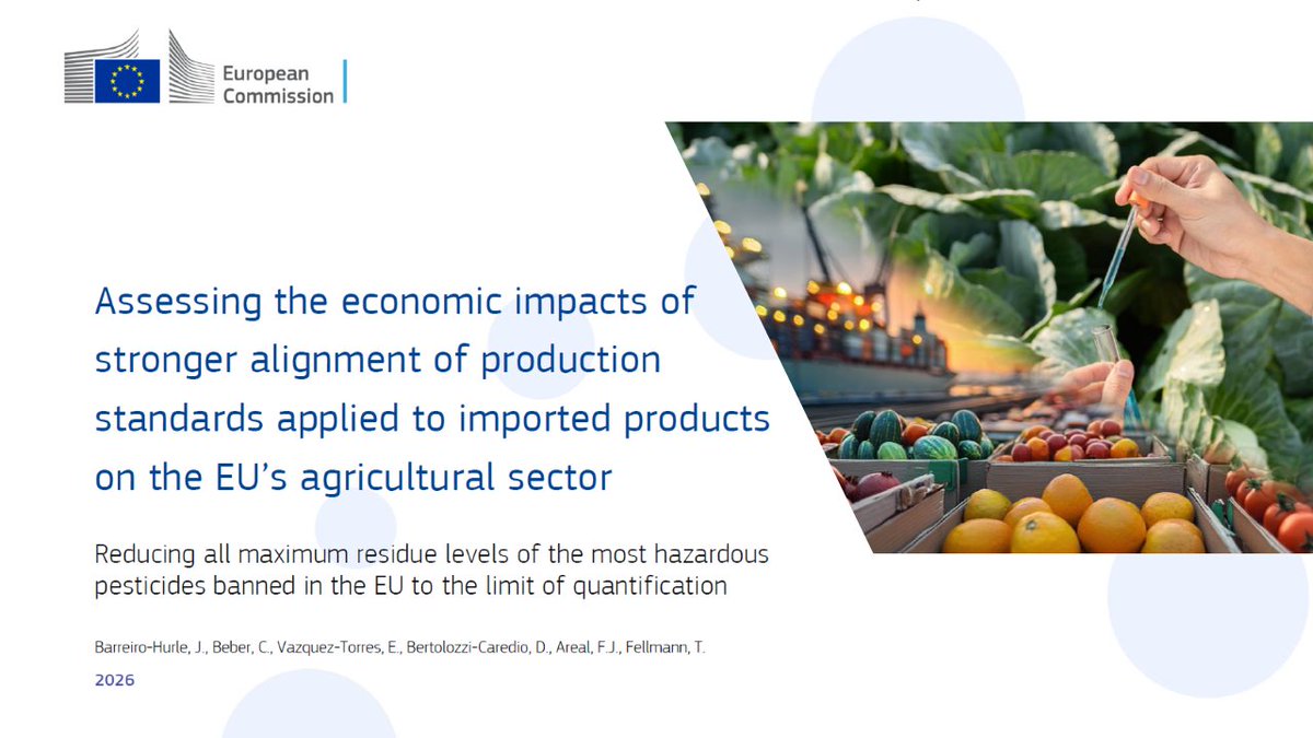 ACT4CAP27's tweet photo. 📢 New JRC study explores the economic impacts of stronger alignment of production standards for imported agricultural products, including reduced pesticide MRLs.

The work was initially launched as an #ACT4CAP27 fast-track scenario.

🔗 https://t.co/glnwHsZ8qv
 #EUAgriPolicy https://t.co/a0KnE4CCRn