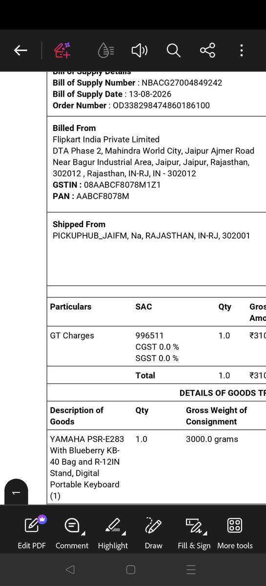 lokeshsaikumar's tweet photo. @Flipkart In the invoice also it is mentioned along with stand https://t.co/Hc6Aqca0OX