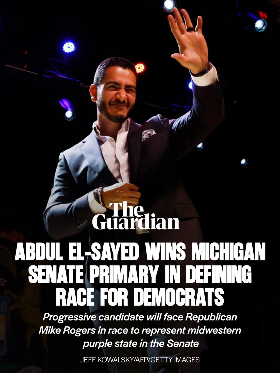 AbdulElSayed's tweet photo. What the headlines will never capture: the movement we built to do together what none of us could do alone. We're going to get money out of politics, put money back in Michiganders’ pockets, and pass Medicare for All. https://t.co/LGNHuZOkkp