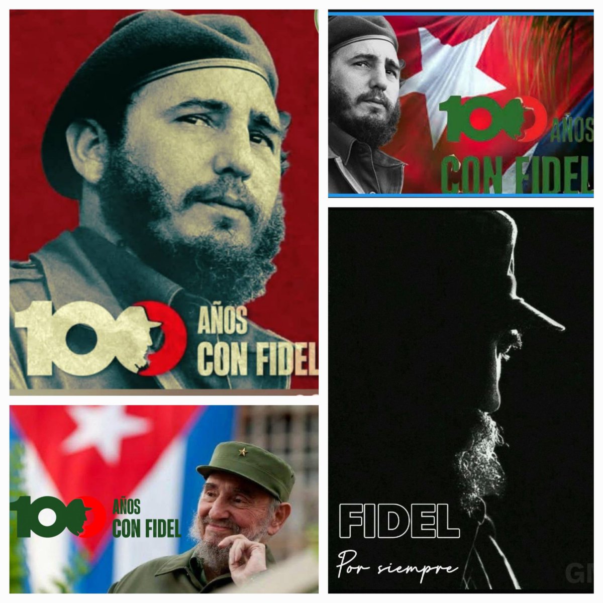YanilePerez's tweet photo. #Fidel en el corazón de cada cubano que lo ve siempre vivo,  buscando soluciones, desafiando al imperialismo y demostrando  que no tenemos miedo, ni nos gusta que nos amenacen. ¡Ese es nuestro invicto Comandante!, a quien recordamos y veneramos en su centenario.
#100AñosConFidel. https://t.co/isvXG1zbUn