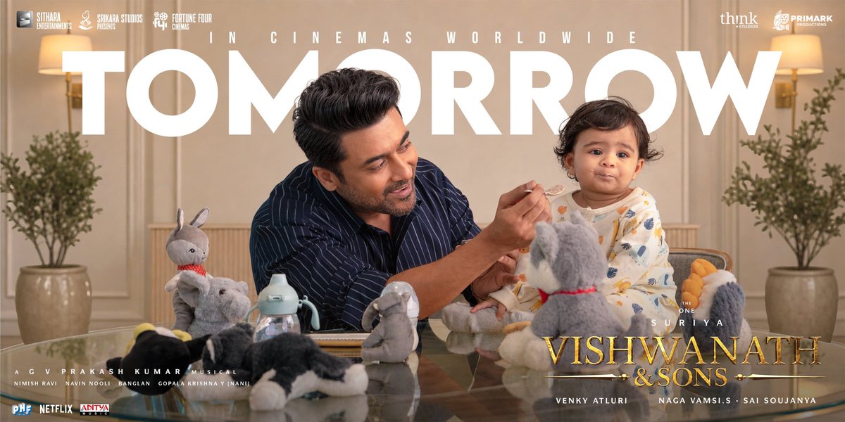 AdithVikram1's tweet photo. Finally the day is here..

After Block buster #karuppu 🔥
 #Vishwanathandsons 🤍 is releasing tommorow, its a feelgood family movie,Really excited to watch.. https://t.co/FzeA7QuQG9