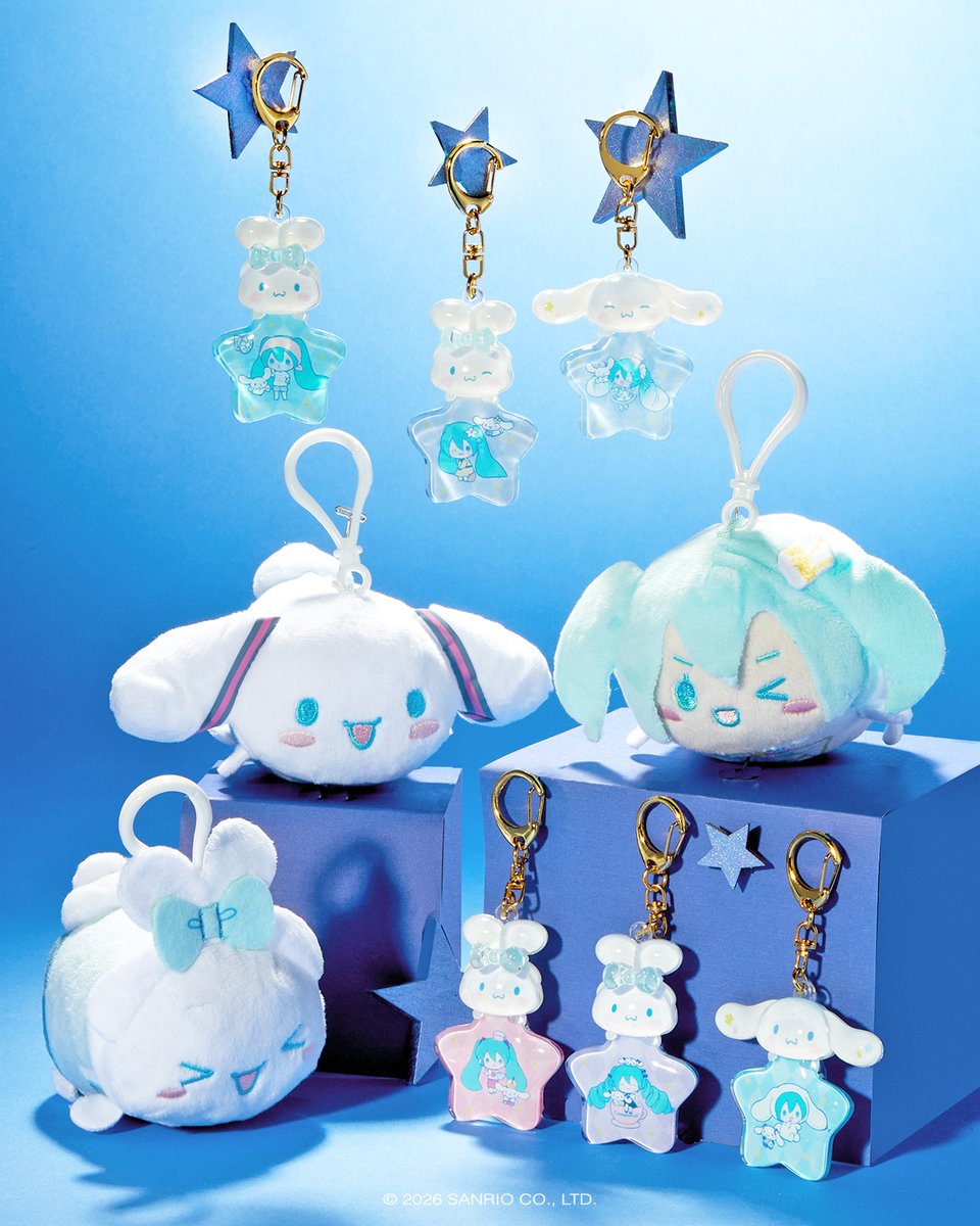 sanrio's tweet photo. The cutest duo is ready to hit the stage ☁️🎤🩵 Shop the Hatsune Miku x Cinnamoroll collection here: https://t.co/AwXXVcZWhU https://t.co/TYqEk0L6Wy